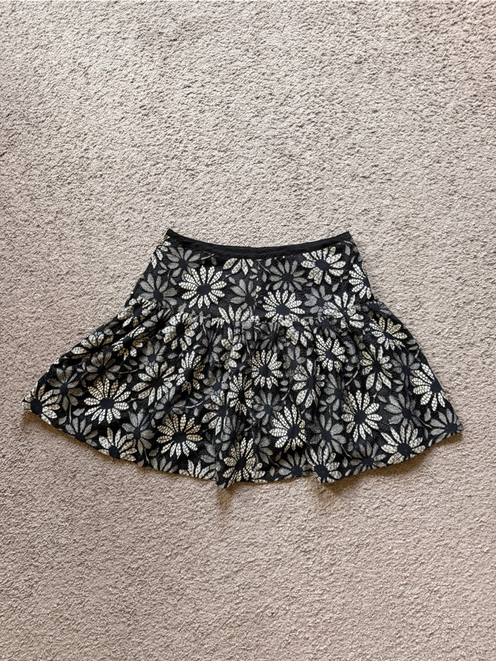 Marc by Marc Jacobs Black & Cream Floral Lace Skirt